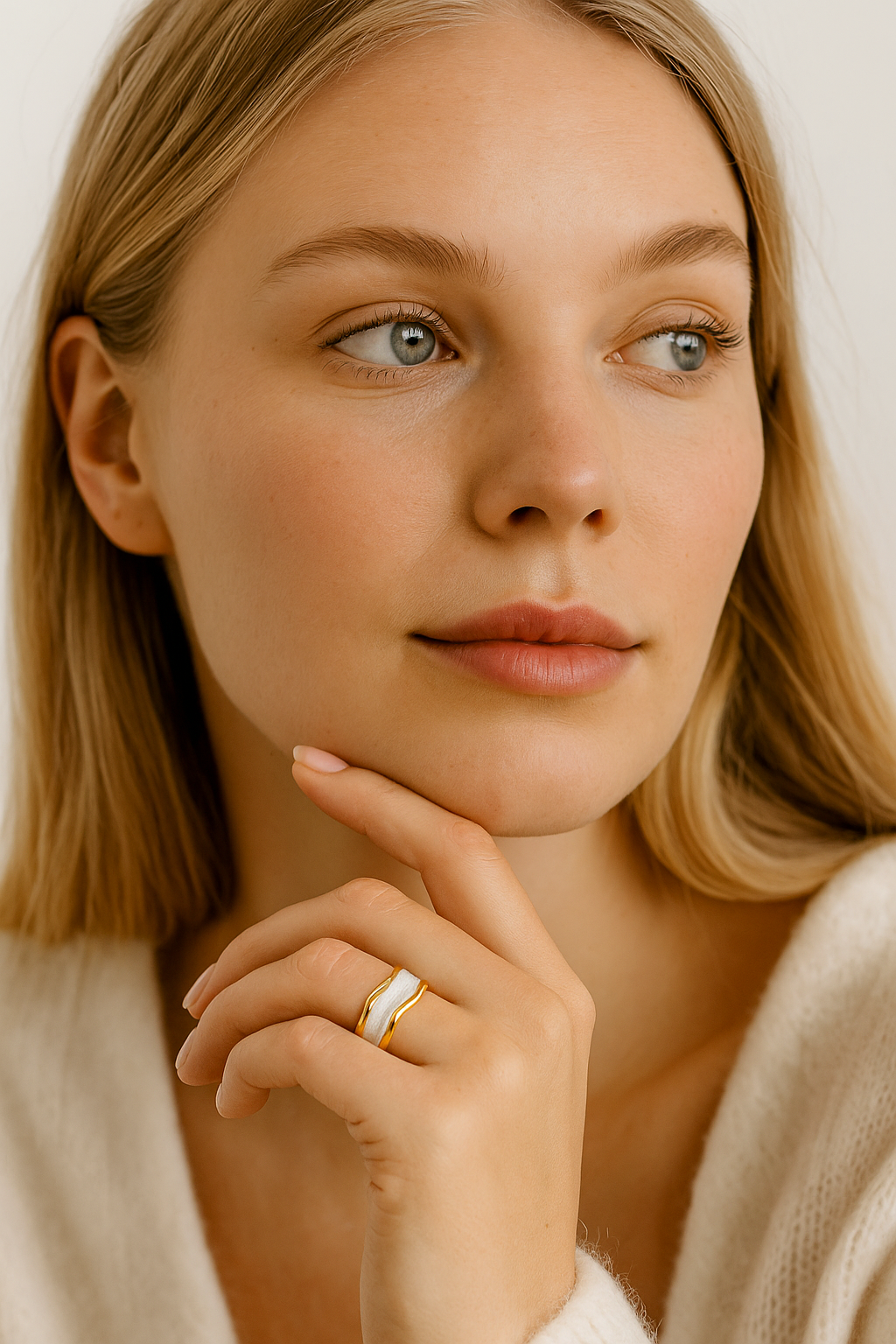 Bague en marbre blanc 